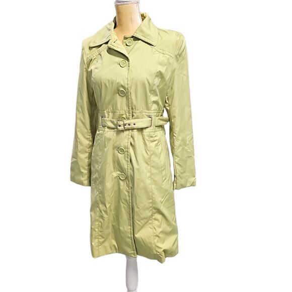 Nine West Lime Green Trench Coat Size Medium - Picture 1 of 10